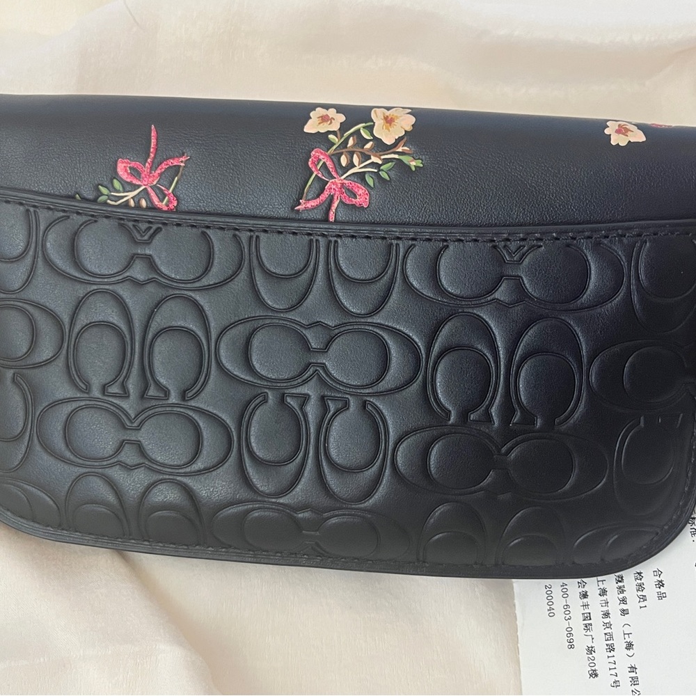 Coach 1941 Black Signature Print With Black Floral Bow Print - Picture 3 of 8